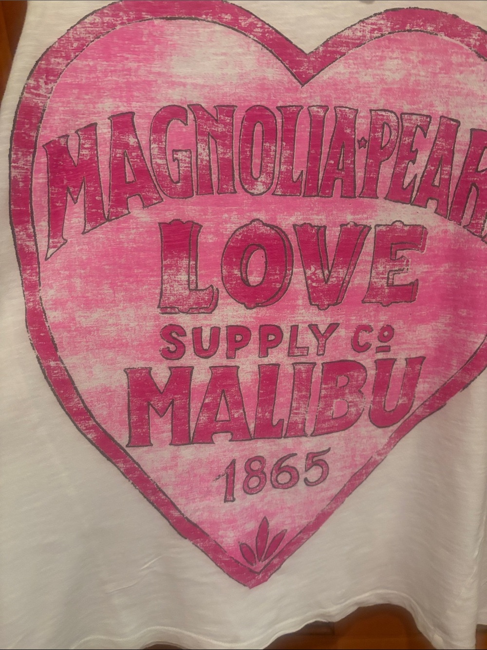 Magnolia Pearl White Tee with Pink Heart Graphic - Picture 8 of 10
